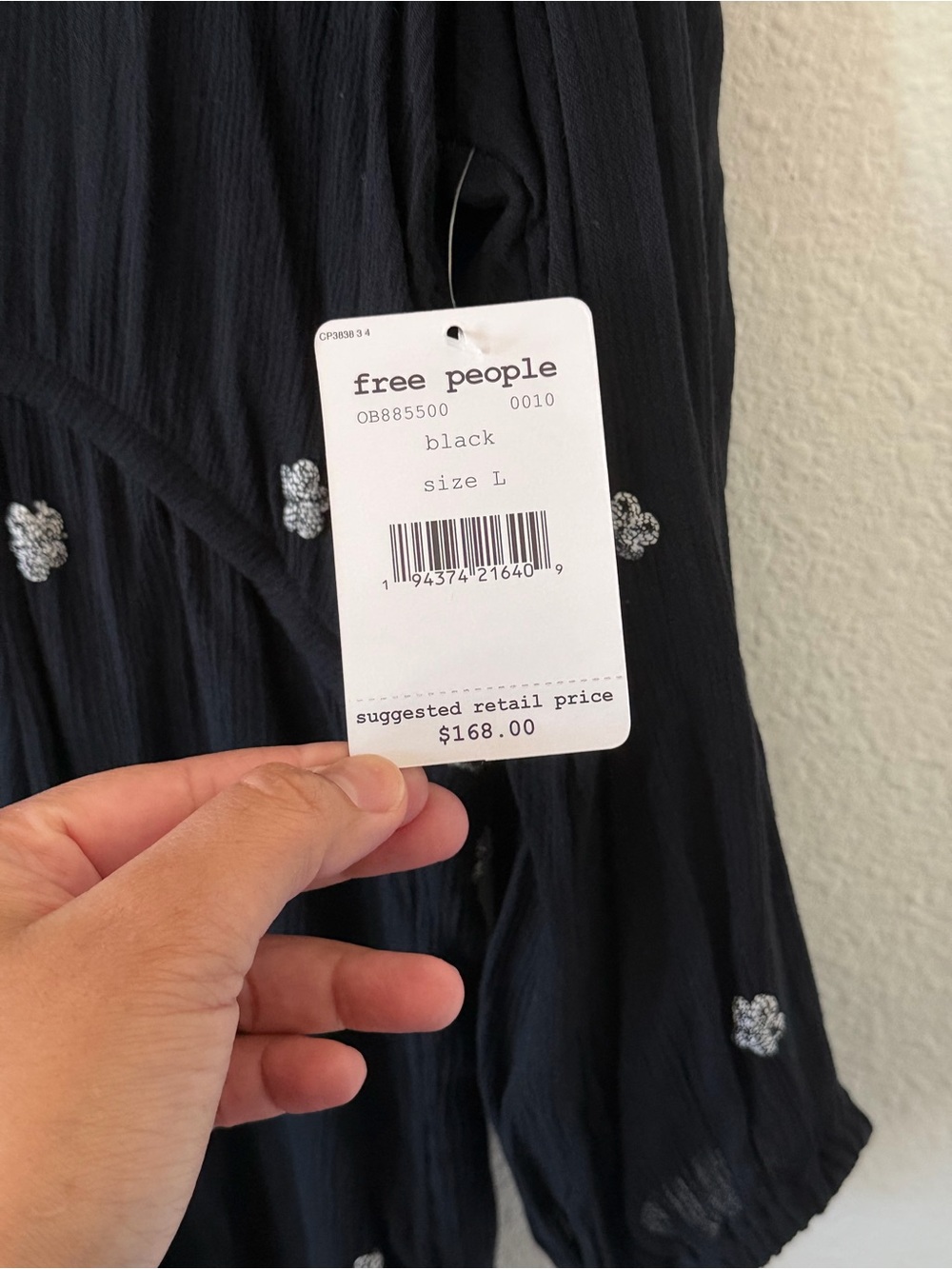 NWT Free People Fable Black Embroidered Midi Dress Boho Festival Size L - Picture 7 of 7